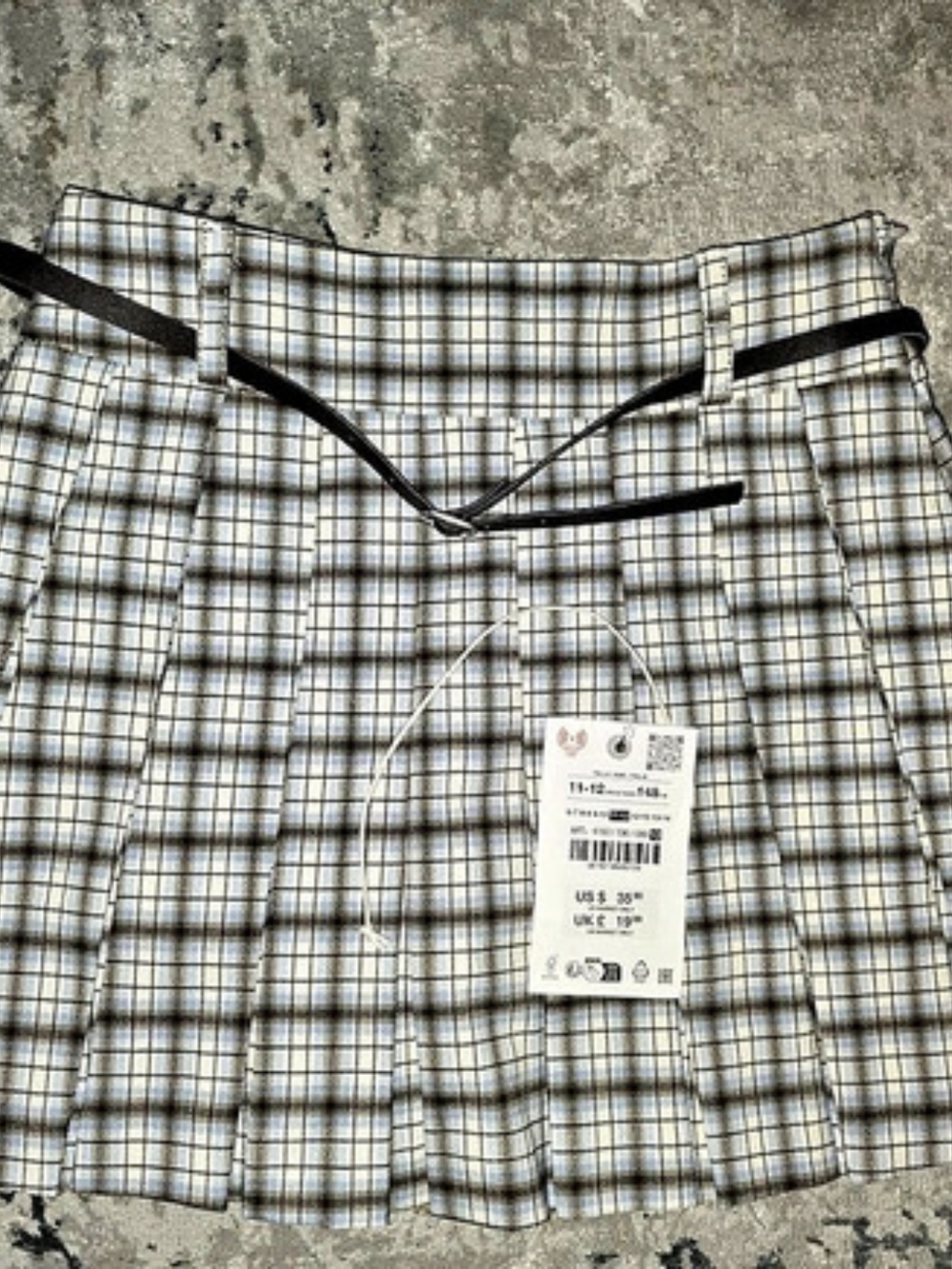 ZARA Girls Plaid Pleated Mini Skirt Size 11-12 New but Tag Removed